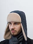 Шапка STETSON арт. 9297302 BOMBER CAP CALF SPLIT (синий)